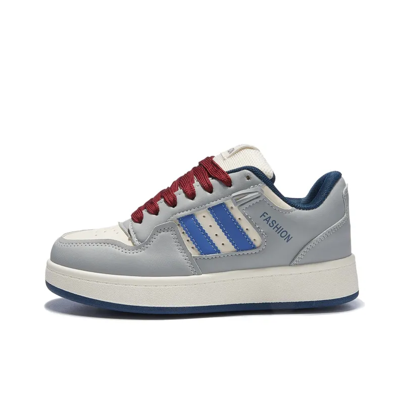 Little Red Man Low Top Skateboard Shoes Women's Gray Blue-0