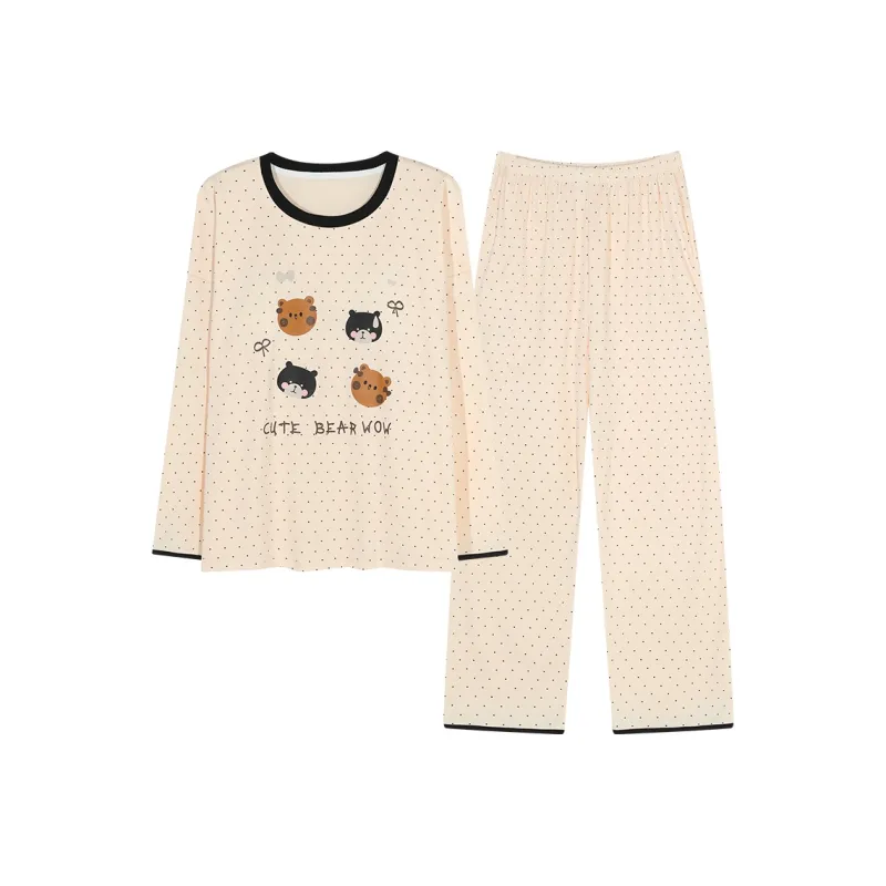 BONAS Pajama Set Women's Polka Dot Bear-0