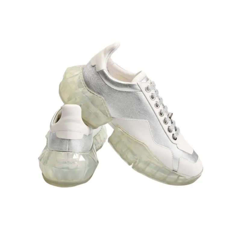 Jimmy Choo Diamond Low Top Casual Shoes Women's Silver-4