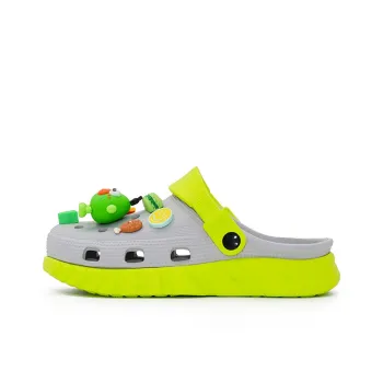 OUBT Cartoon Happiness Tomato, Dopamine Style Clogs Unisex Gray Green