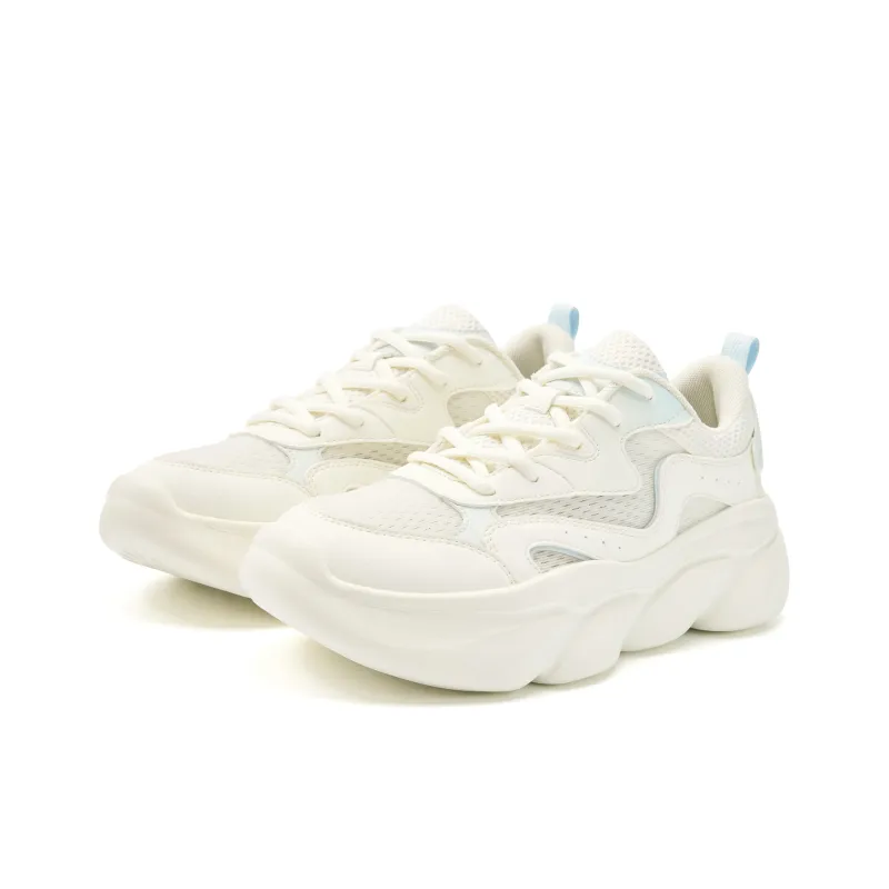 QIAODAN Anti Slip Wear Resistant Low Top Casual Shoes Women's Beige Green-2