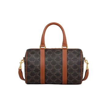 CELINE Cow Leather Boston Shoulder Bag, Crossbody Bag, Handbag Medium Size Women's Tawny
