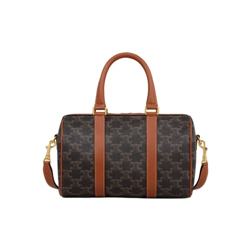 CELINE Cow Leather Boston Shoulder Bag, Crossbody Bag, Handbag Medium Size Women's Tawny