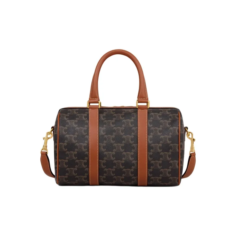 CELINE Cow Leather Boston Shoulder Bag, Crossbody Bag, Handbag Medium Size Women's Tawny-0