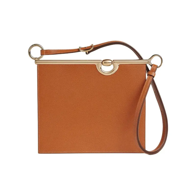 HERMES Mors De Bride Chamkila Goat Skin Shoulder Bag Crossbody Bag Women's 9Y Pain D'Épice Gingerbread-0