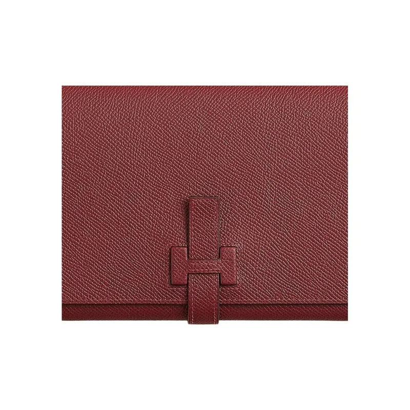 HERMES New H Passant Epsom Calfskin Wallet Women's 55 Rouge Hermes Red-2