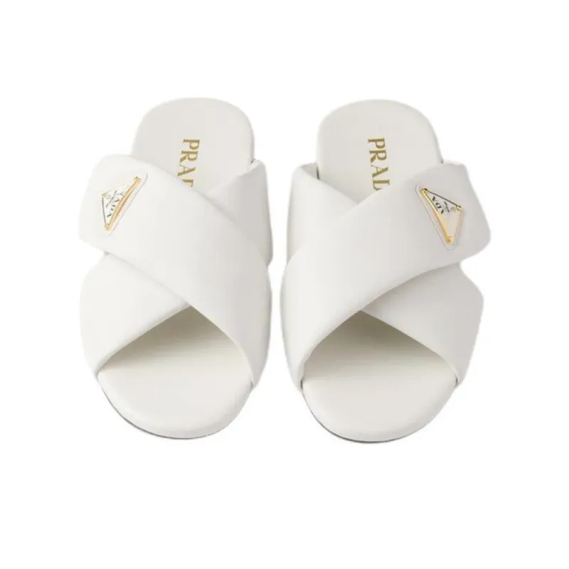 PRADA Rubber Sole Slide Slippers Women's White-5