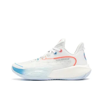 QIAODAN Cushioning Coverage Rebound Anti Twist Breathable Slip Resistant Low Top Basketball Shoes Men's White Blue