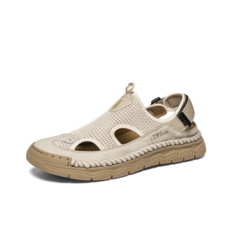 G.N.SHIJIA Black Gold Ox Collection Strap Sandals Men's-1