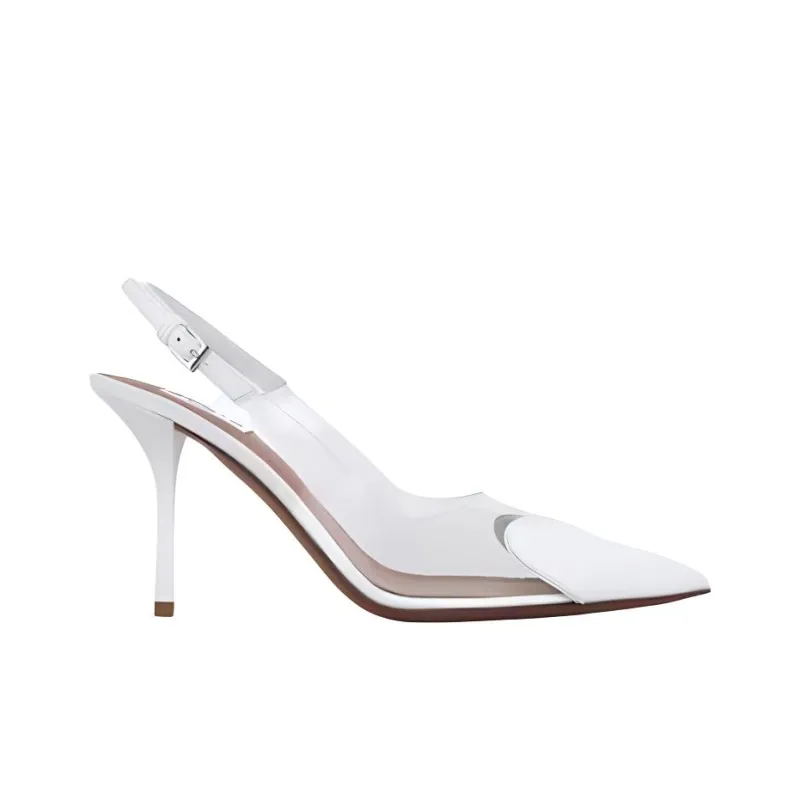 Alaia LE CŒUR Slim Heel High Heels Women's White-1