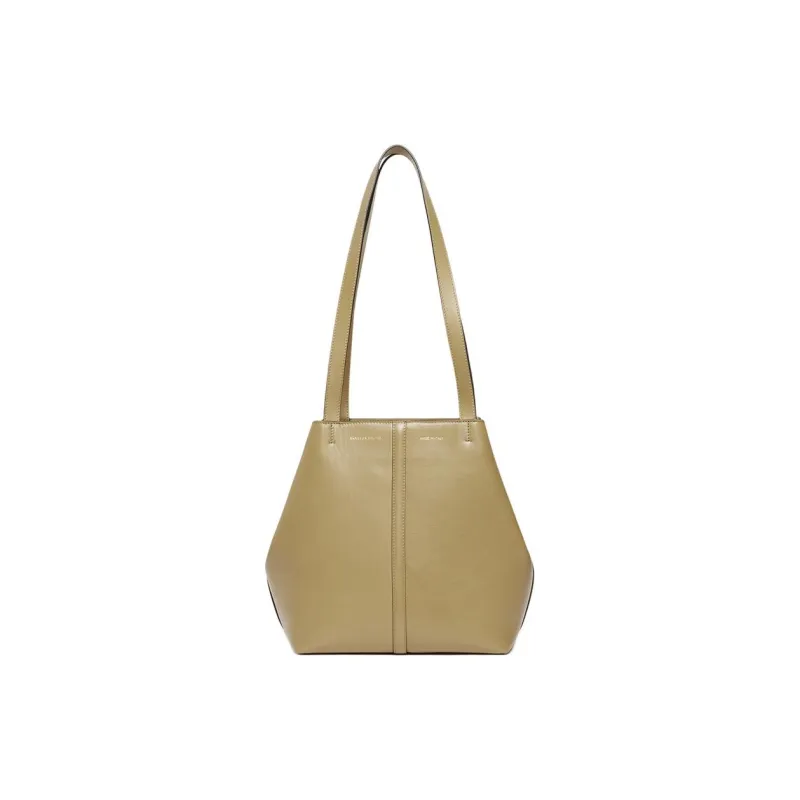 Vanessa Bruno Cow Leather Tote Bag, Shopping Bag, Shoulder Bag Trumpets Women's Olive Green-1