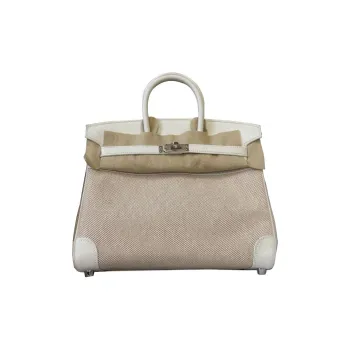 HERMES Birkin Swift Leather With Canvas Bag Birkin Bag Handbag Women's New White