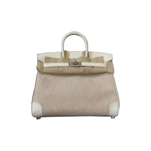 HERMES Birkin Swift Leather With Canvas Bag Birkin Bag Handbag Women's New White