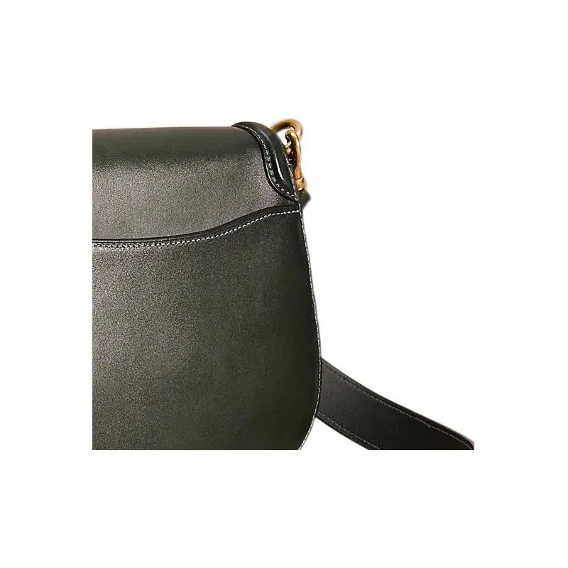 COACH Beat Glove Tanned Leather Saddle Bag, Shoulder Bag, Crossbody Bag Women's Black-4