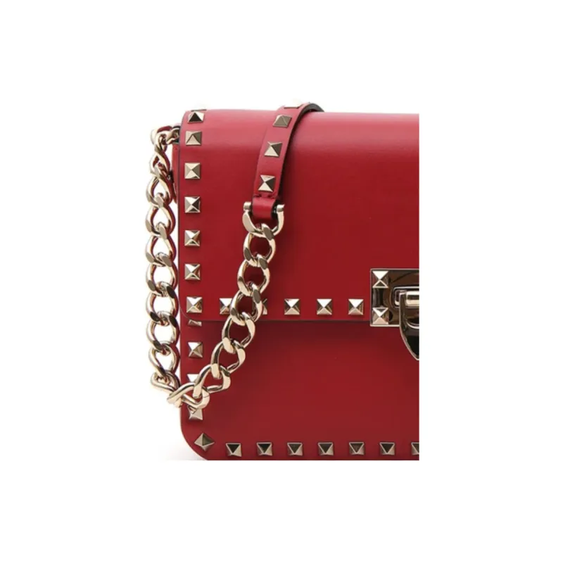 Valentino GARAVANIRockstud Leather Crossbody Bag Shoulder Bag Women's Red-3