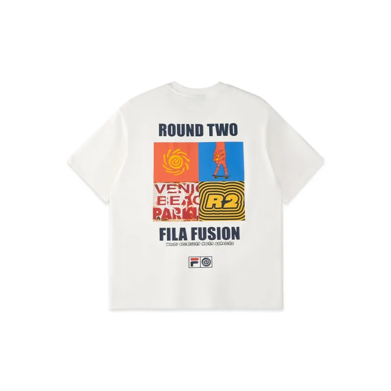 FILA FUSION x Round Two T Shirt Unisex Cloud White-1