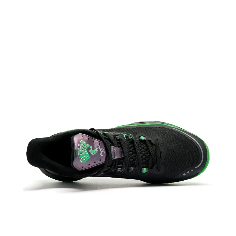 QIAODAN Cushioning Coverage Rebound Anti Twist Breathable Slip Resistant Low Top Basketball Shoes Men's Black Green-3