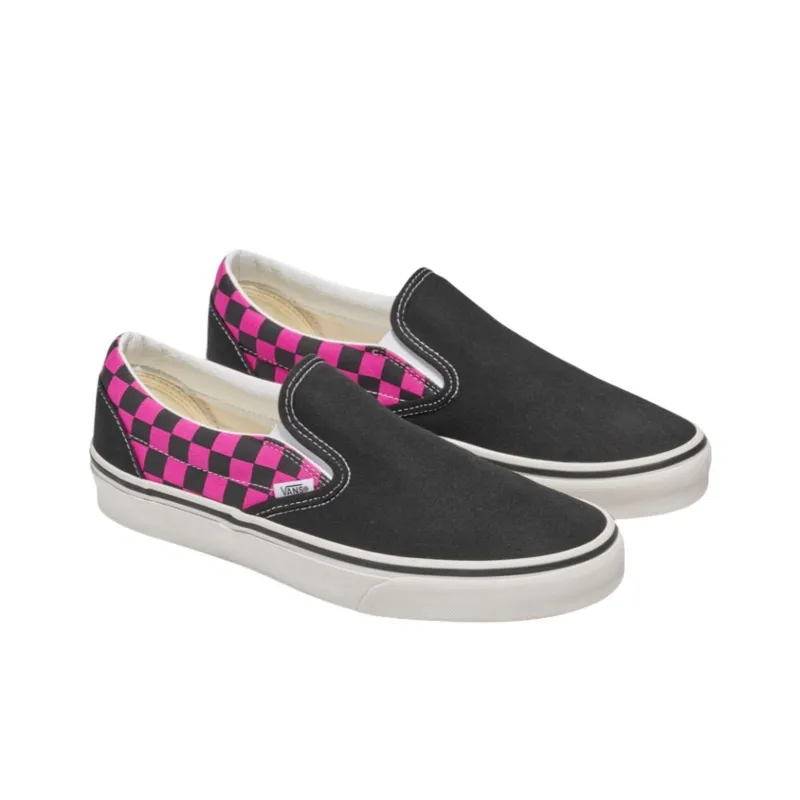 Vans CLASSIC SLIP ON Anti Slip Wear Resistant Low Top Skateboard Shoes Unisex Black Pink-1