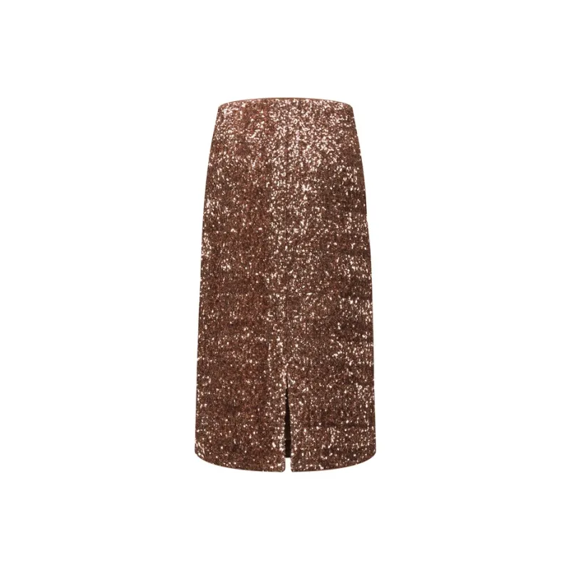 Three Quarters Casual Long Skirt Women's Brown-1