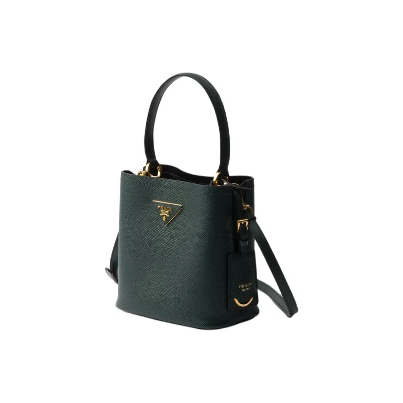 PRADA PanierSaffiano Calfskin Bucket Bags Shoulder Bag Crossbody Bag Handbag Mini Women's Emerald Green-1