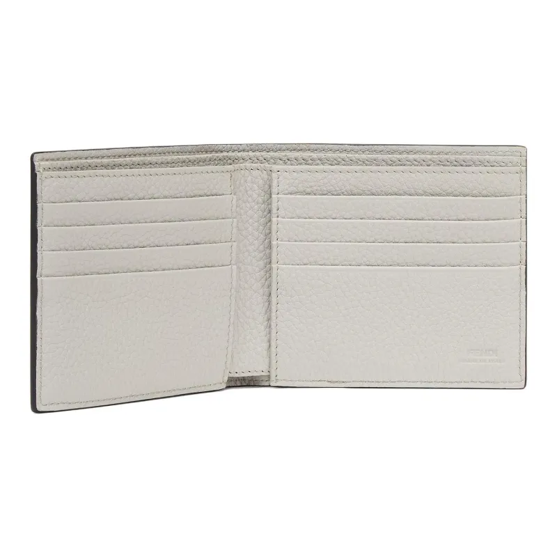 FENDI Baguette Calfskin Wallet Women's Light Gray & Yellow-2