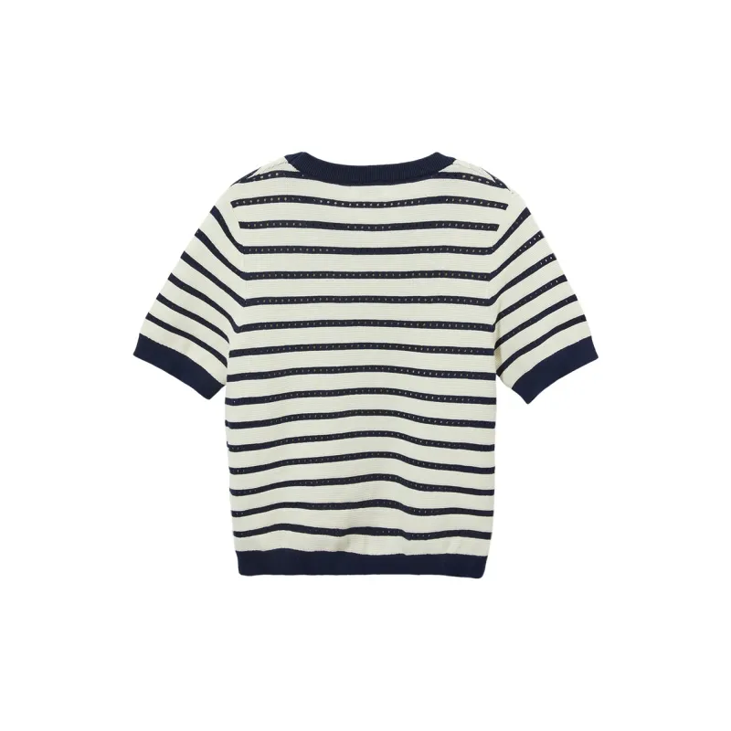 Hotwind Knitwear Women's Blue Stripes Pattern-1