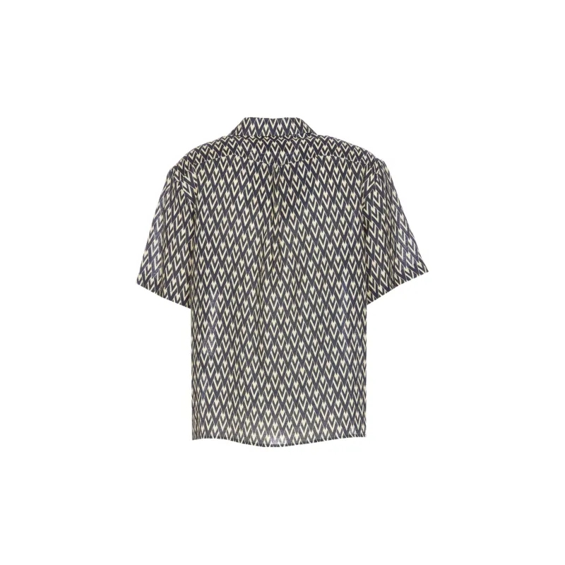 Valentino All Over Logo Patterned Button Up Shirt-1