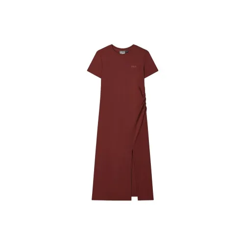 FILA SS25 Short Sleeved Dresses Women's Reddish Brown BN
