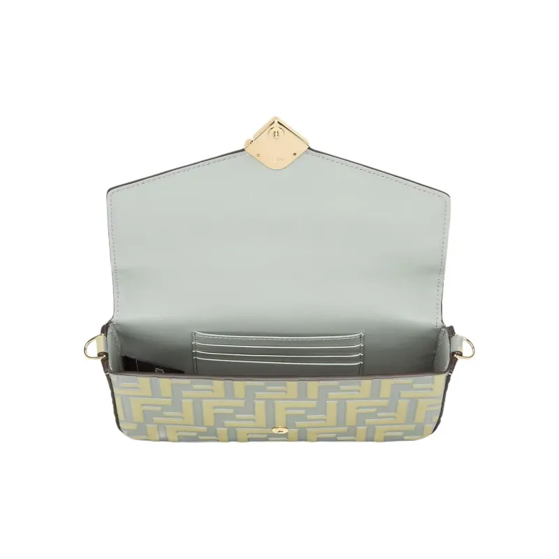 FENDI FF Diamonds Series Calfskin Crossbody Bag Women's Green-3