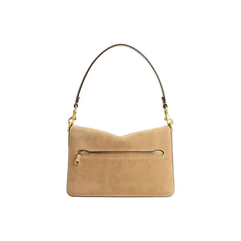 COACH Suede With Calfskin One Shoulder Handbag Tubas Women's Brass Sand Color-2