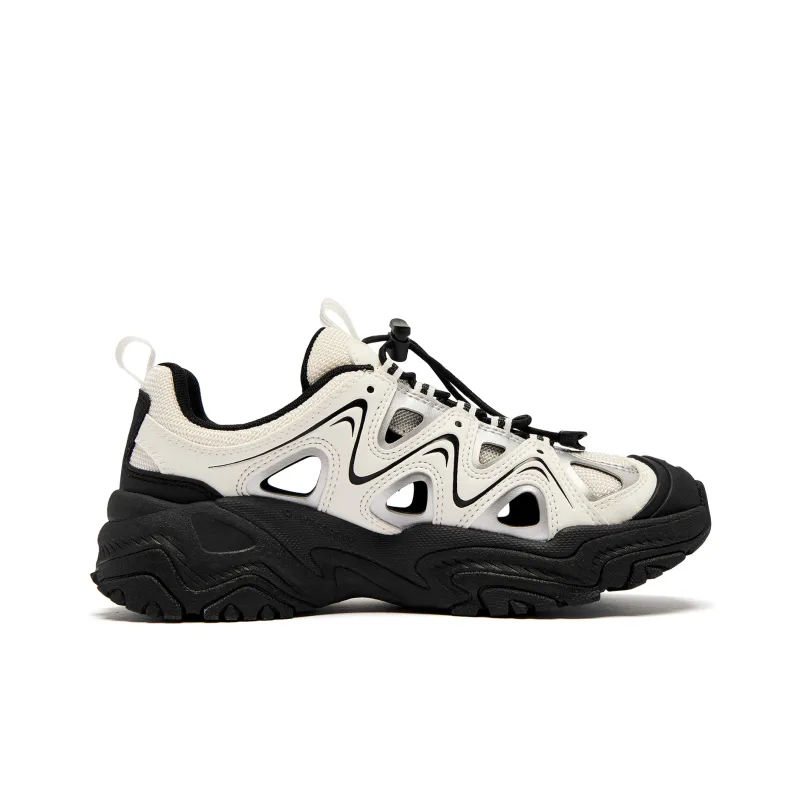 QIAODAN Slip Resistant Breathable Abrasion Resistant River Trekking Shoes Women's White Black-1