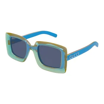 GUCCI Injection Molded Plastic Square Sunglasses Women's Blue