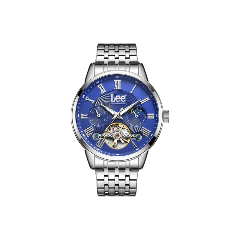 Lee Wrist Watch Automatic Mechanical Movement Steel Strap Black Dial Men's Watches Node Holiday Box-11