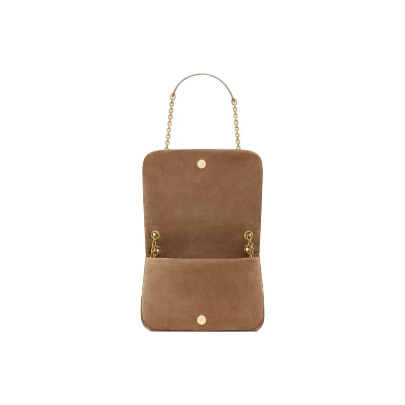 SAINT LAURENT Calf Suede Crossbody Bag, Shoulder Bag Mini Women's Beige-7