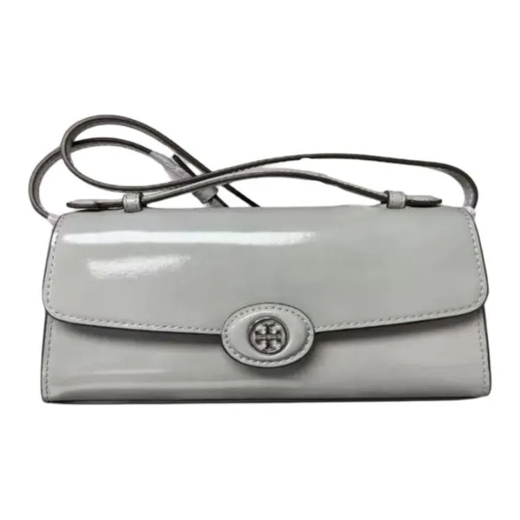 TORY BURCH Robinson Split Cow Leather Shoulder Bag, Crossbody Bag, Handbag Mini Women's Gray-0