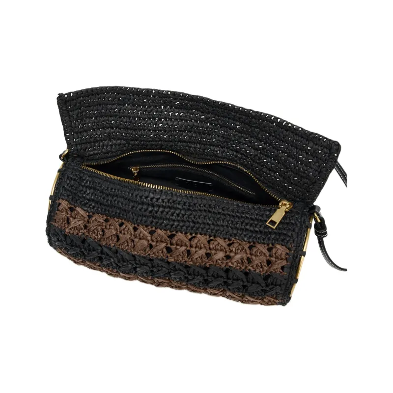 ZARA Cellulose Material Cylinder Bag, Shoulder Bag Small Size Women's Black & Brown-3