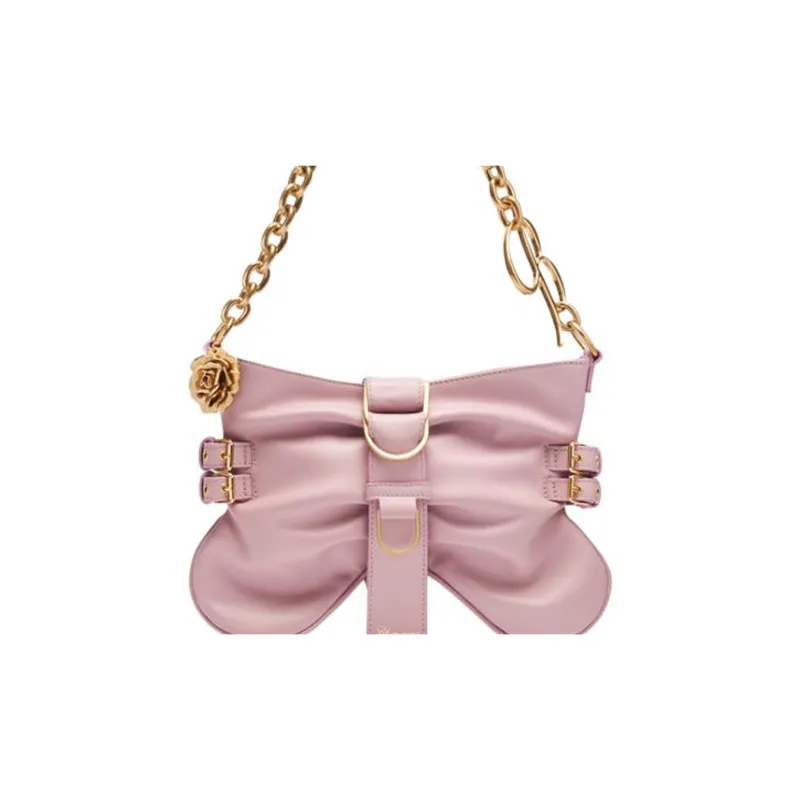 Blumarine Cow Leather Handbag Shoulder Bag Large Size Women's Pink-4