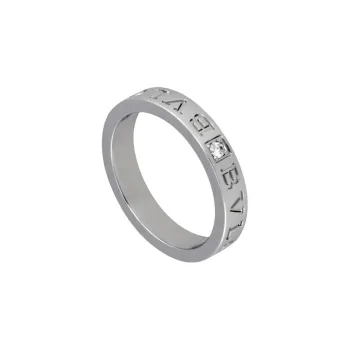 BVLGARI 18K Gold Diamond White Gold Rings Unisex Silver