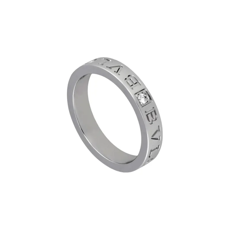 BVLGARI 18K Gold Diamond White Gold Rings Unisex Silver-0