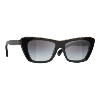 CHANEL Acetate Butterfly Sunglasses Unisex Black