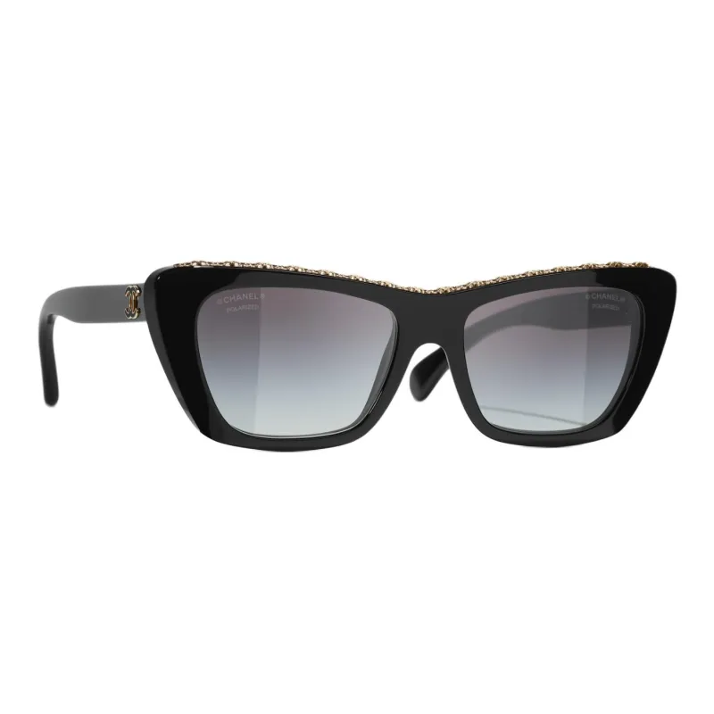 CHANEL Acetate Butterfly Sunglasses Unisex Black-0