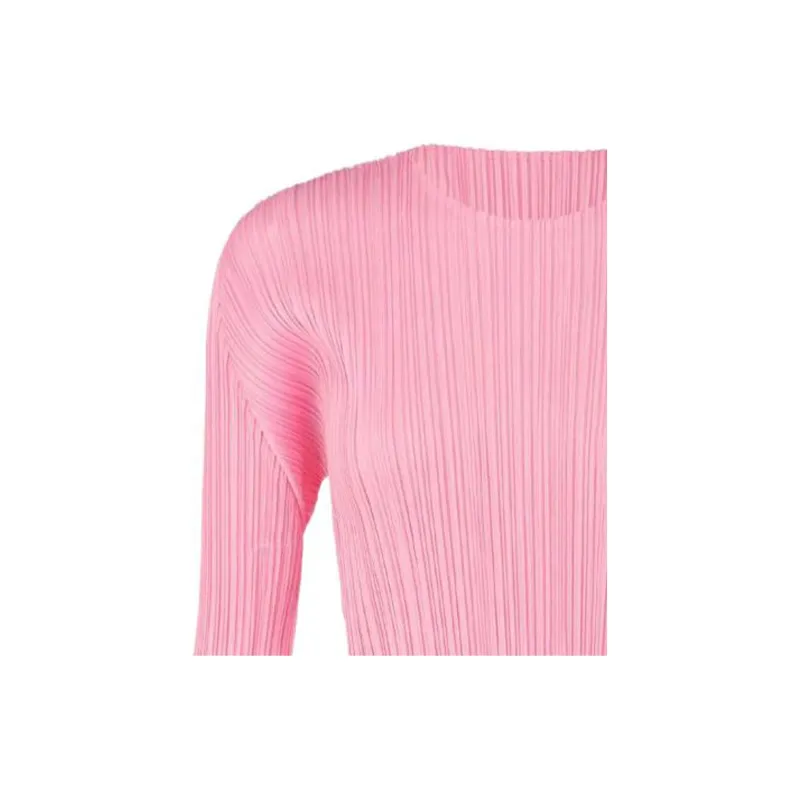 PLEATS PLEASE ISSEY MIYAKE Drop Shoulder Sleeve T Shirt Women's Pink-3