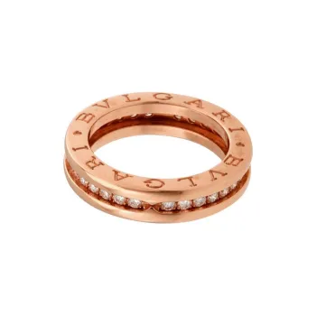 BVLGARI 18K Rose Gold Diamond Rings Unisex Pink Gold