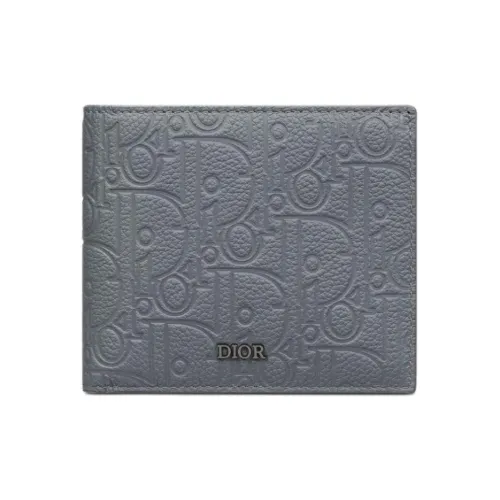 DIOR Calfskin Wallet Men's Gray