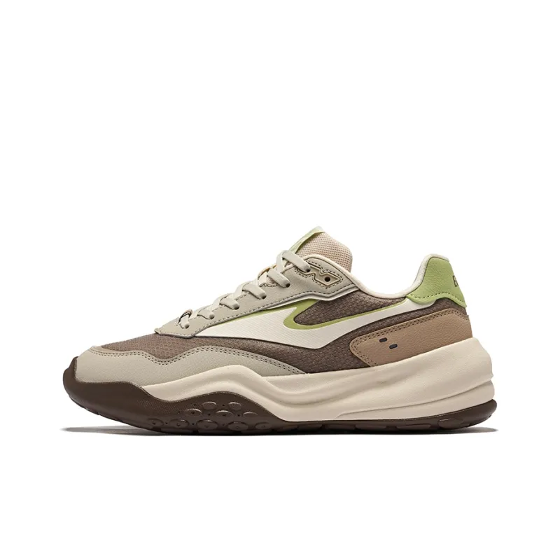 Erke Cushioning Anti-Slip And Wear-Resistant Low-Top Casual Shoes Men's Beige Brown-0