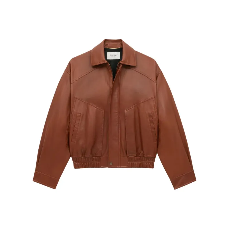 SAINT LAURENT Leather Bomber Jacket-2