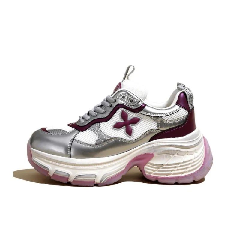 Ruomini Anti Slip Wear Resistant Breathable Height Increasing Low Top Chunky Sneakers Women's-3