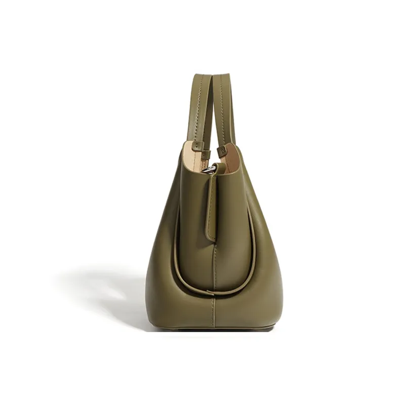 ROBERTA DI CAMERINO Cow Split Leather, Leather Handbag Regular Women's Ecru/Black/Olive Green-14