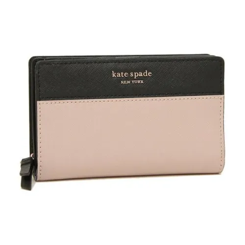 Kate Spade Cameron Leather Wallet Medium Size Women's Warm Beige & Black