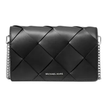 MICHAEL KORS Jet Set Leather Shoulder Bag Medium Size Women's Black